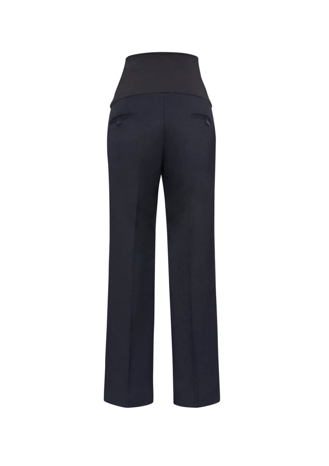 Women's cool stretch maternity pants in black, featuring a stretchy waistband and back pockets.