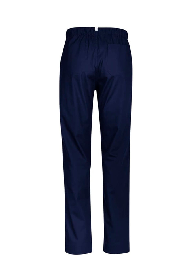 Unisex Hartwell reversible scrub pants in navy, featuring an elastic waistband and a simple design.