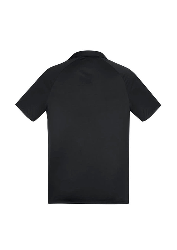 A short sleeve polo shirt in black with a simple design. It features a collar and has a logo.