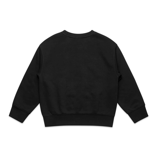A black jumper featuring a crewneck design and long sleeves. It has a solid back and no visible logos.