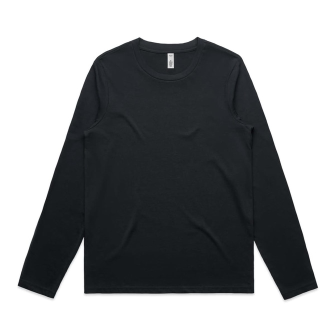 A long-sleeve t-shirt in black, featuring a round neckline and a simple design. Includes a logo label.