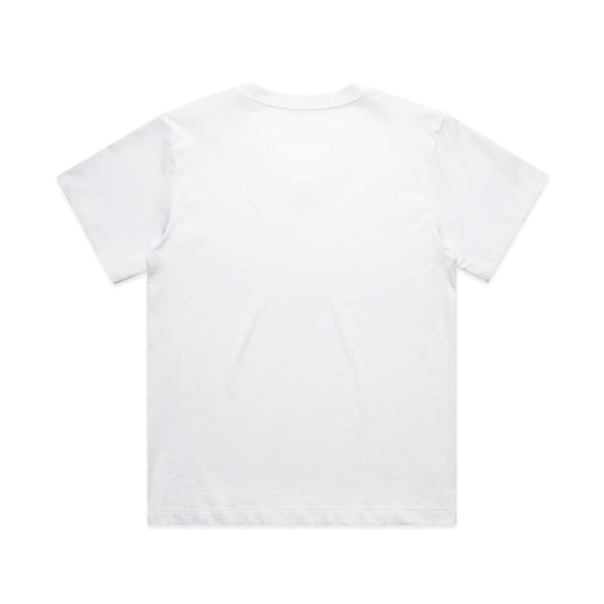 A white V-neck T-shirt with a back view, featuring a plain design and no visible branding.