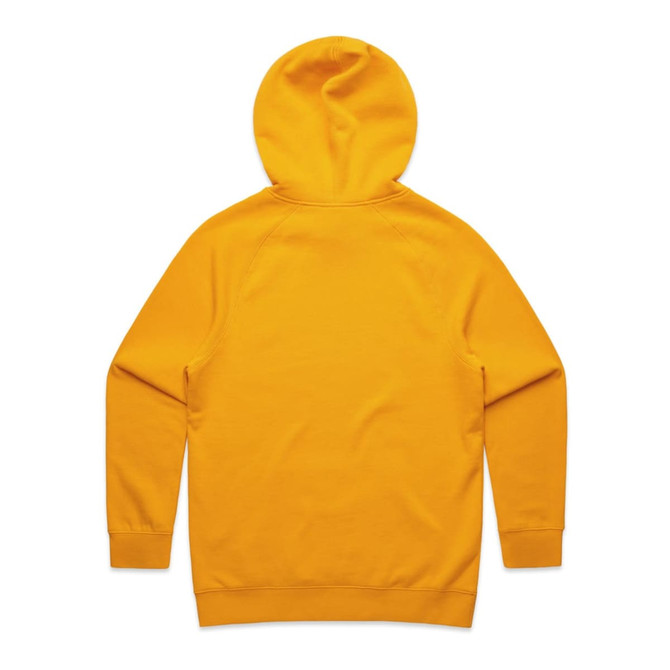 A yellow hoodie with a hood and long sleeves, featuring a plain back and fitted cuffs.