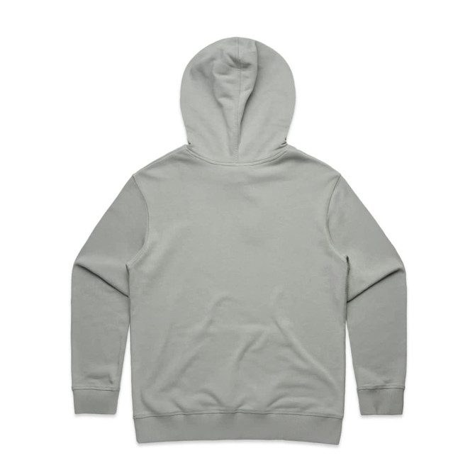A light grey hoodie featuring a hood and long sleeves, with a plain back design and ribbed cuffs.