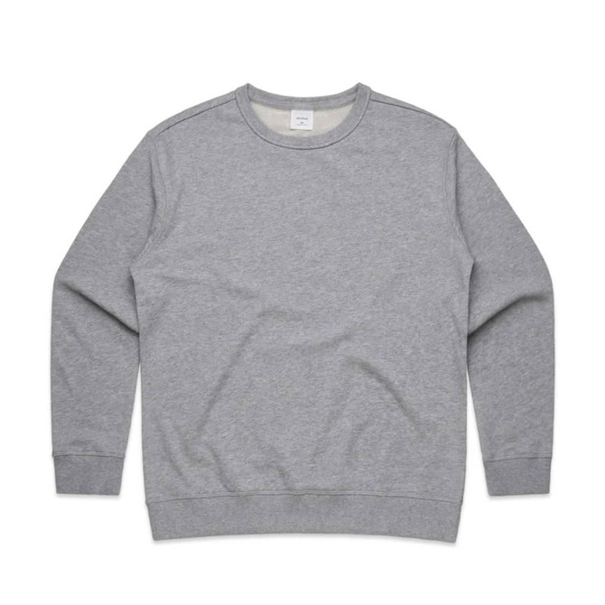 A grey crew jumper featuring long sleeves and a round neckline. The garment has a subtle logo.