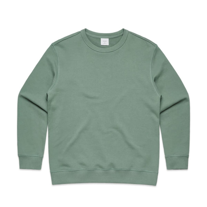 A green crew jumper featuring long sleeves and a round neckline. The garment has a subtle branding detail.