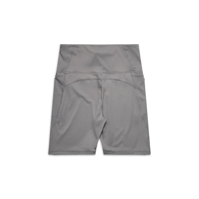 Active bike shorts in grey, featuring a smooth finish and a logo, designed for sports.