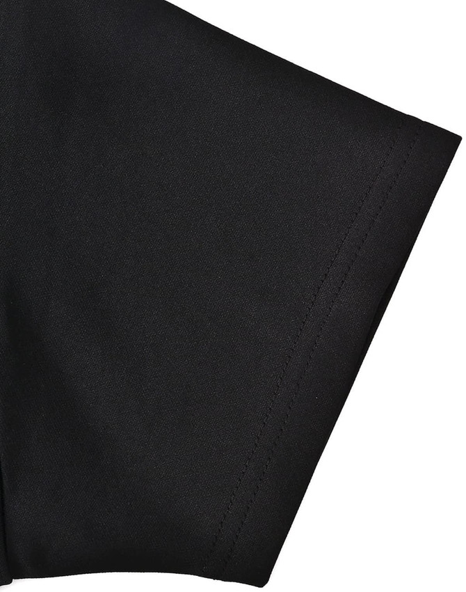 A black short-sleeved polo shirt featuring a contrast detail and a logo on the collar.