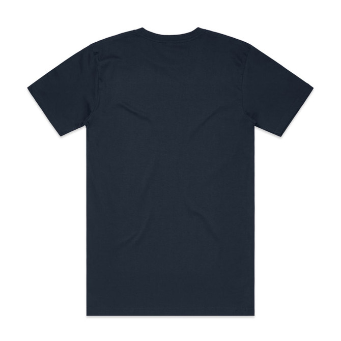 A navy blue Block Tubular Tee featuring a plain back and a branding logo on the lower side.