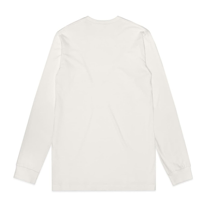 A long-sleeve T-shirt in a soft off-white colour with a plain back and a logo on the neckline.