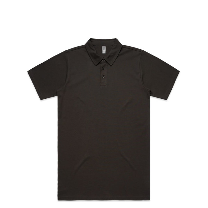 A dark green polo shirt with a collar and three buttons, featuring a simple design and no visible branding.