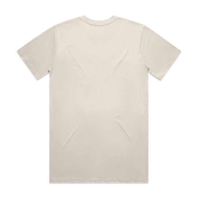 A cream-coloured classic T-shirt with a plain back and short sleeves. It includes a logo on the fabric.