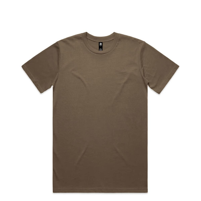 A brown Classic Tee t-shirt with a round neck and short sleeves, featuring a logo on the label.
