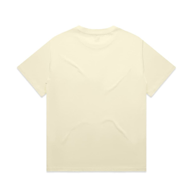 A plain, light cream heavy tee with a simple, unadorned back and a subtle texture.