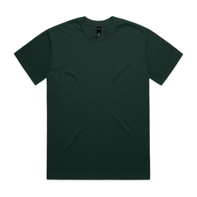 A dark green Heavy Tee T-shirt with short sleeves and a simple design. It features a logo on the label.