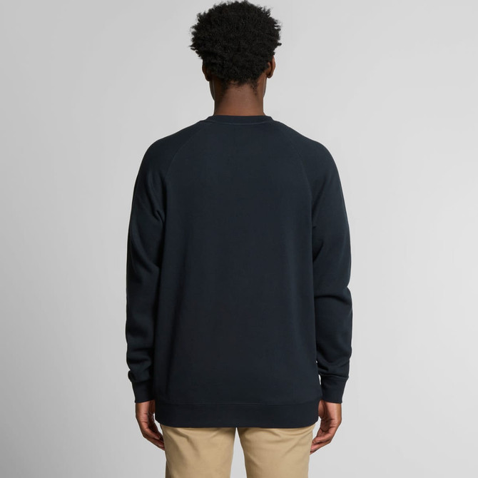 A dark navy jumper with a relaxed fit, featuring long sleeves and a plain design without visible logos.