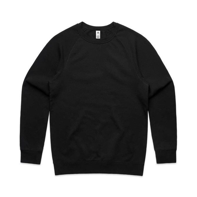 A black jumper with long sleeves and a round neckline, featuring a logo.