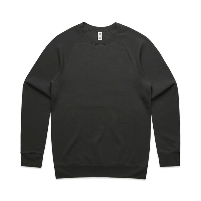 A black jumper with long sleeves and a crew neck design. The garment has a logo on the label.