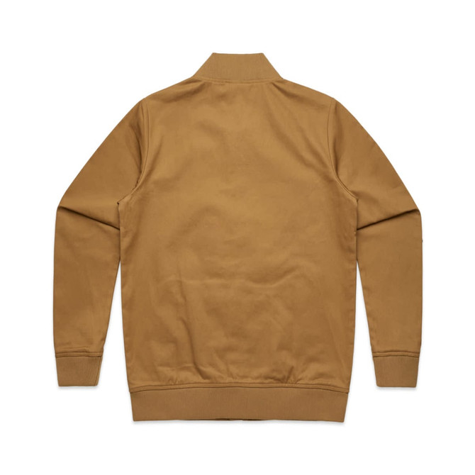 A brown bomber jacket with a ribbed collar and cuffs, featuring a plain back and no visible logos.