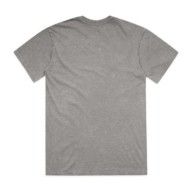 A stone wash heavy tee in a muted grey colour, featuring a plain back and short sleeves.