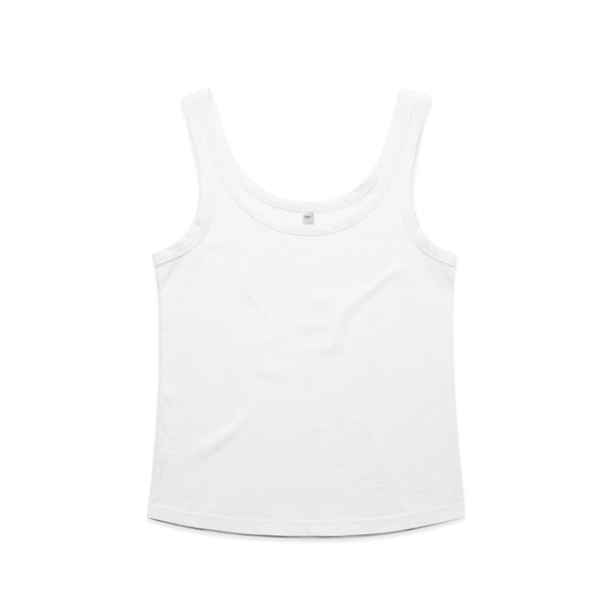 A white singlet featuring a classic design and a logo on the label.