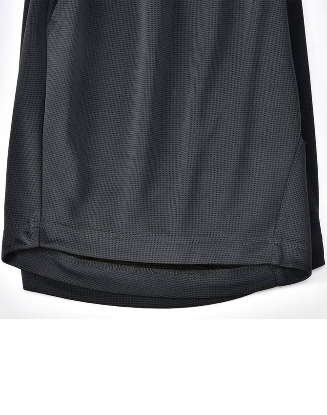 Bamboo charcoal sports shorts in dark grey with a textured finish, featuring a brand logo.