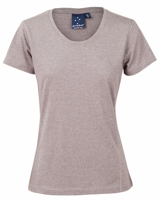 A light grey short-sleeve t-shirt with a crew neck and a logo on the inside label.