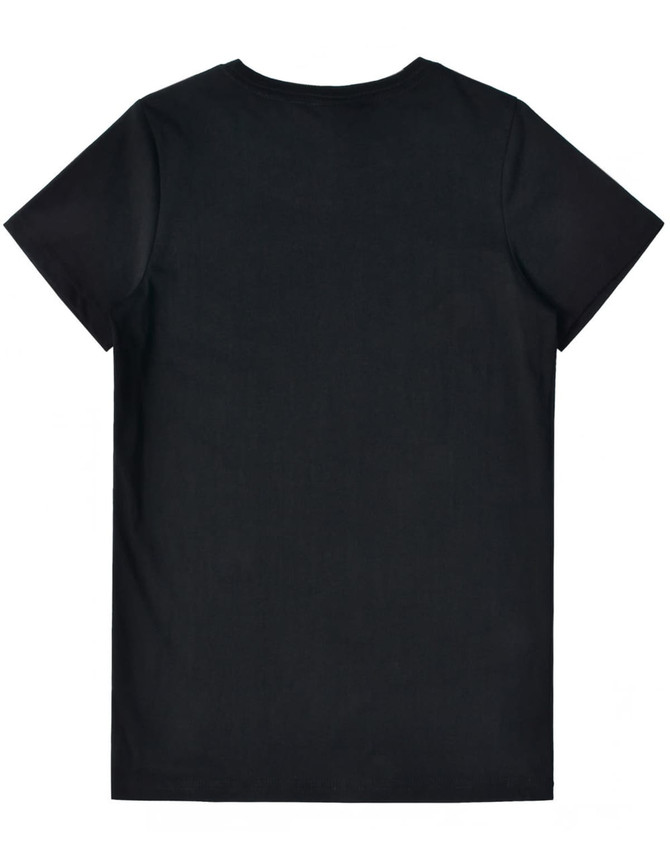 A black ladies' premium cotton t-shirt with a classic short sleeve cut and a plain back design.