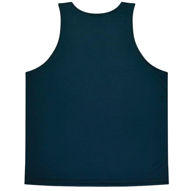 A dark blue singlet with a plain design and no visible logos or branding.