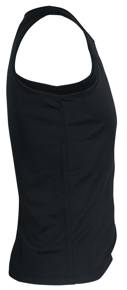 A black men's singlet featuring a classic tank top design and a fitted style. Includes a logo.