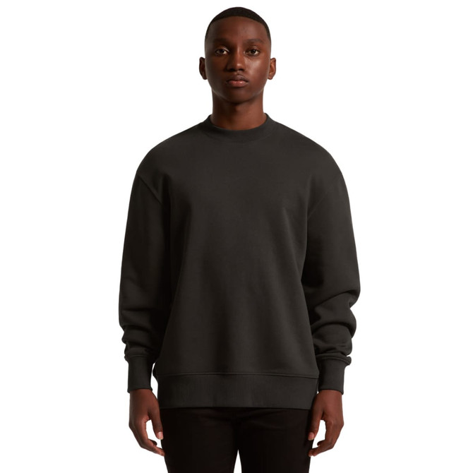 A dark green jumper with a classic crew neck and long sleeves, featuring ribbed cuffs and hem. It has a logo.