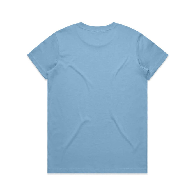 A light blue t-shirt with a classic fit and a branding logo on the back.