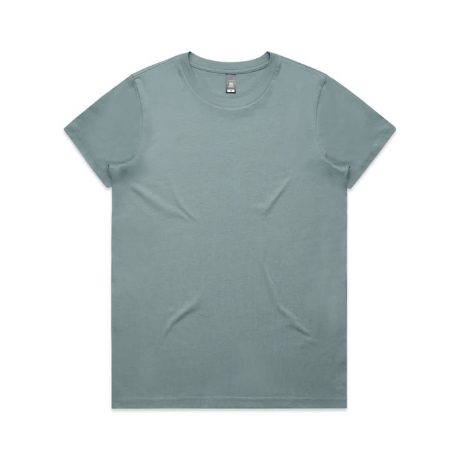 A green T-shirt with a round neck and short sleeves, featuring a logo on the label.