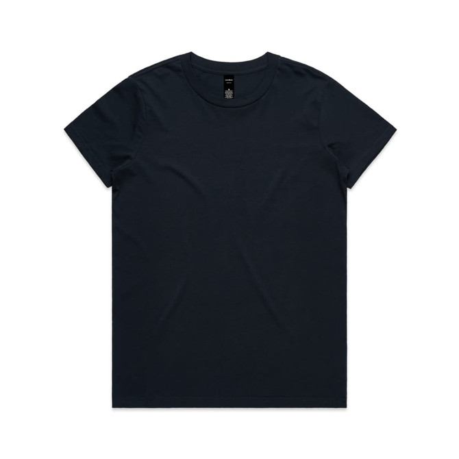 A dark navy t-shirt featuring a round neckline, short sleeves, and a simple design with a logo.