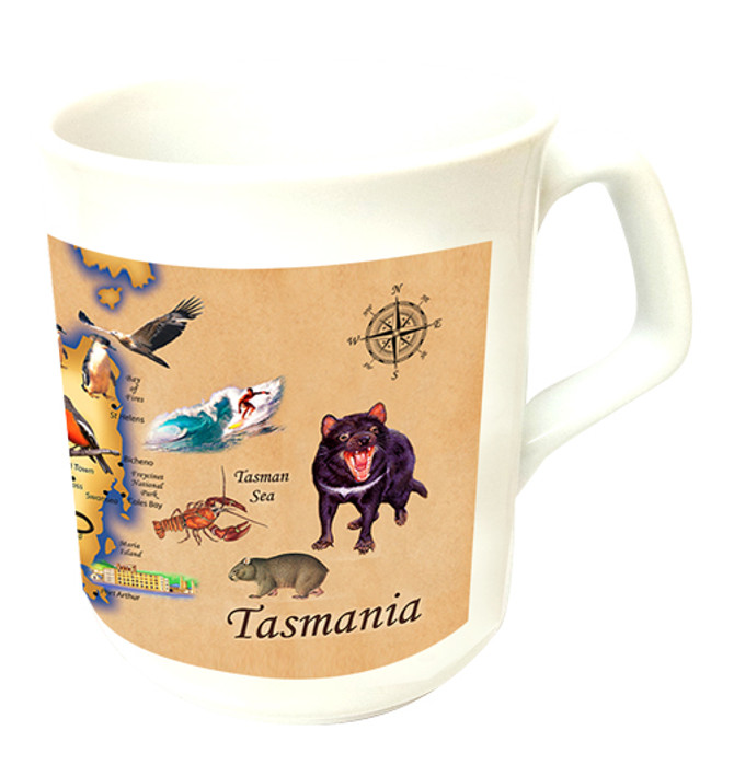 Coffee Mug 9oz Flared - Map of Tasmaina