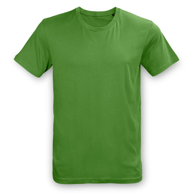 A green unisex TRENDSWEAR Element t-shirt with short sleeves and a crew neck, featuring a logo.
