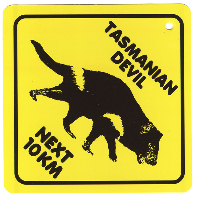 Roadsign 18cm Tasmanian Devil Next 10km