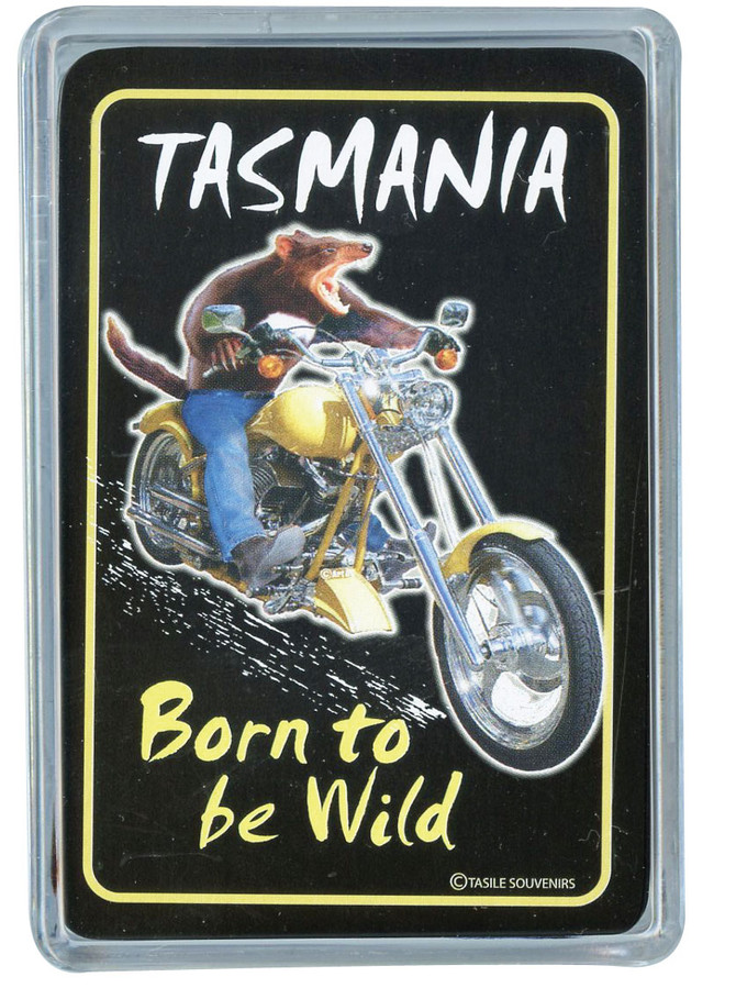 Playing Card in Plastic Box Devil Born To Be Wild Tasmania