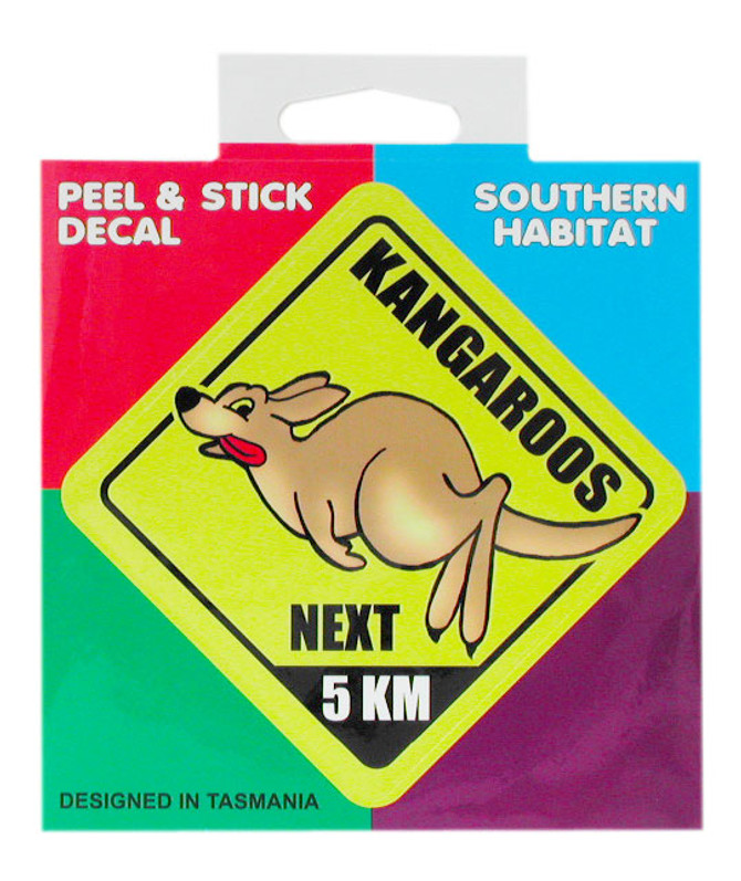 Sticker Comic Roadsign Kangaroos