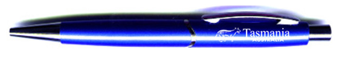 Pen Anodised Engraved Tas Tiger  Tasmania Australia BLUE