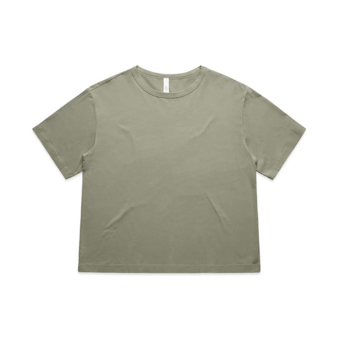 A green T-shirt featuring a loose fit design and a round neckline. It has a logo on the label.