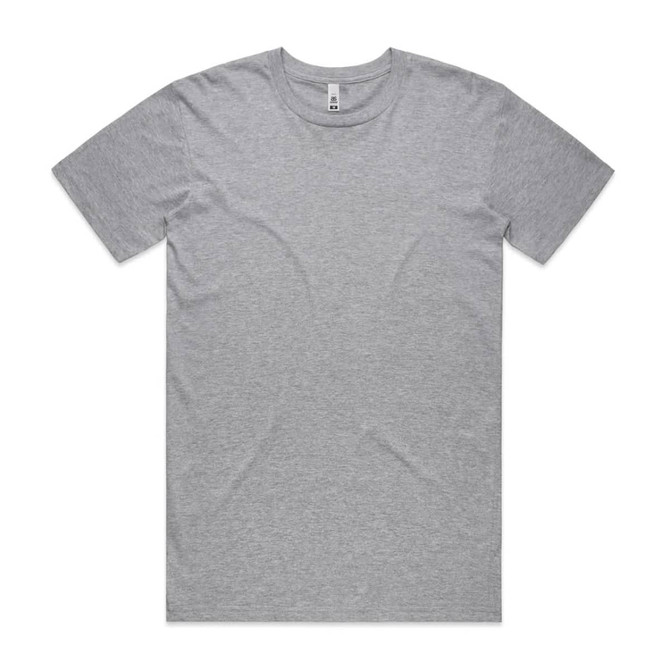 A grey basic T-shirt featuring a crew neck and short sleeves. The shirt has a logo tag.