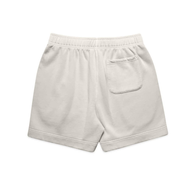 Light grey track shorts featuring a back pocket and an elastic waistband. The shorts have a relaxed fit.