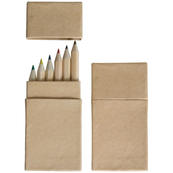 A Monet Pencil Set featuring six coloured pencils in a sleek, eco-friendly packaging.