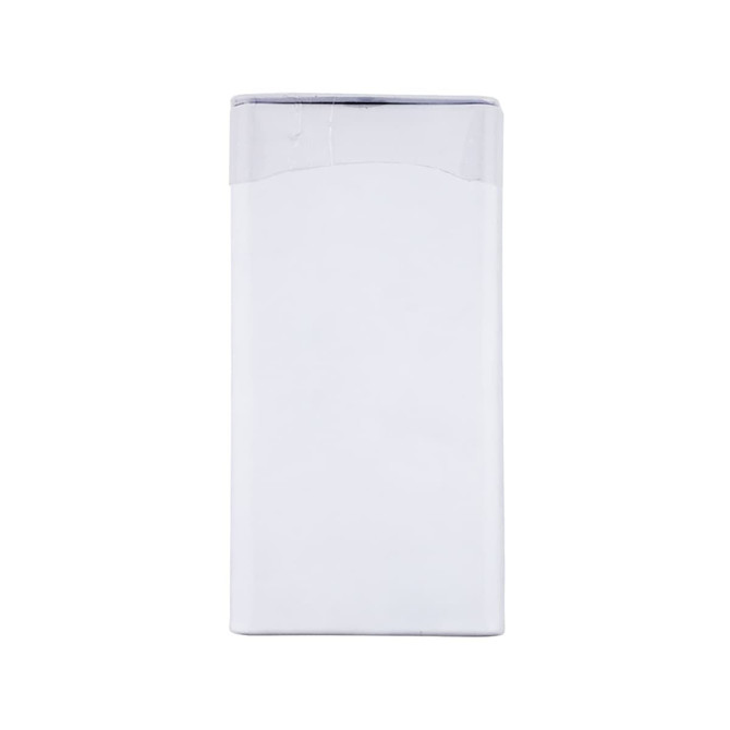 A flip-top tin containing spearmint mints, predominantly white with a clear lid. It features a branding logo.