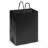 A medium-sized laminated carry bag in black with twisted rope handles.