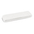 A white head sweat band is folded lengthwise and displayed against a plain background. It has a simple design and texture.
