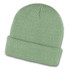 A green Galway Waffle Beanie with a textured knit design and a folded cuff. Features a logo.