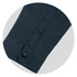 A dark grey button-up shirt sleeve featuring a double-button cuff and neat stitching. It has a logo on the fabric.