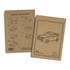 A wooden model kit featuring an SUV design with assembly instructions on a brown cardboard backing.